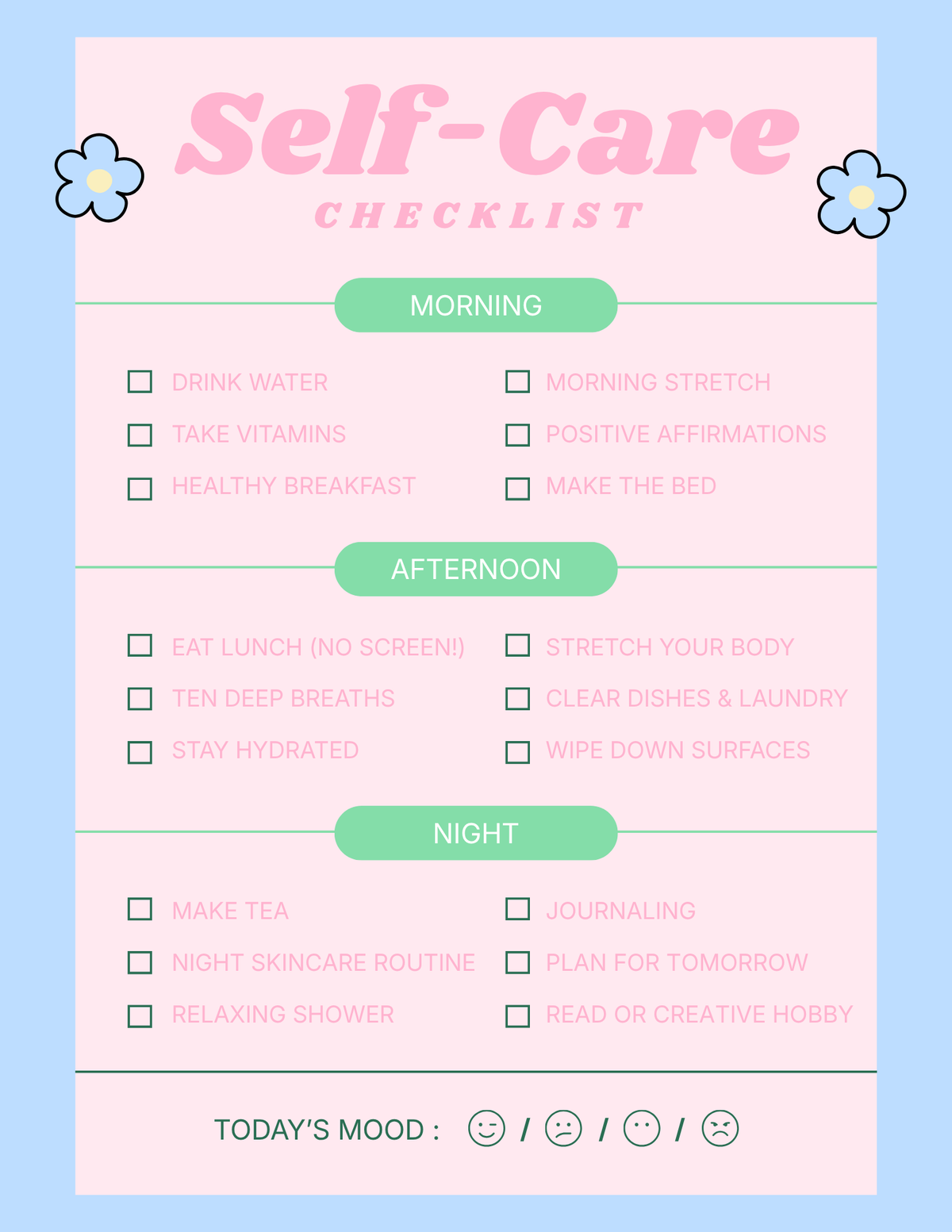 FREE Daily Routine Checklists (daily self-care, morning routine, bedtime routine)